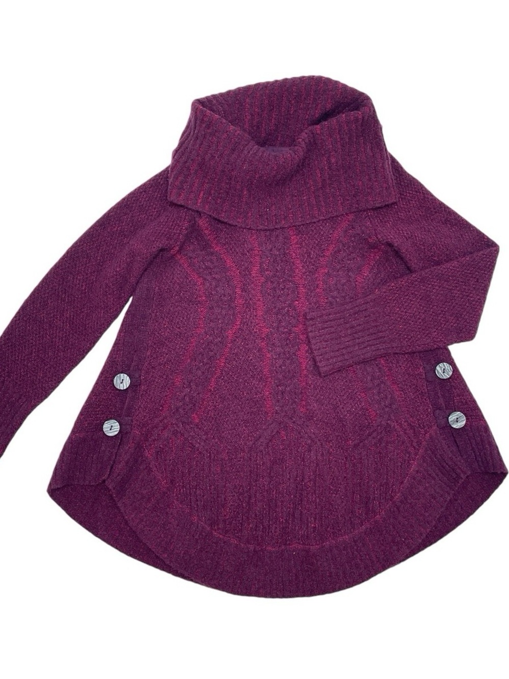 Anthropologie Deep Plum Cable Cowl-Neck Sweater